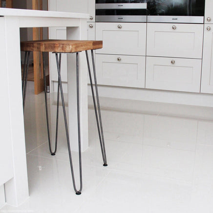 Set of 4 Industrial Retro Hairpin Table Legs 12mm Steel Bench Desk - 71cm Black Kings Warehouse 