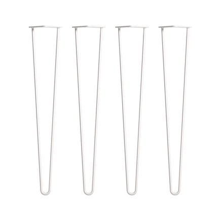 Set of 4 Industrial Retro Hairpin Table Legs 12mm Steel Bench Desk - 71cm White Kings Warehouse 