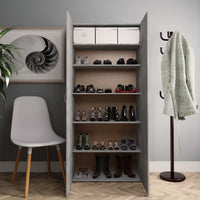 Shoe Cabinet Concrete Grey 80x35.5x180 cm Storage Supplies Kings Warehouse 