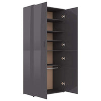 Shoe Cabinet High Gloss Grey 80x39x178 cm Kings Warehouse 