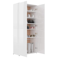 Shoe Cabinet High Gloss White 80x39x178 cm Kings Warehouse 