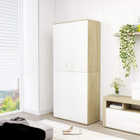 Shoe Cabinet White and Sonoma Oak 80x39x178 cm Kings Warehouse 