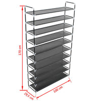 Shoe Rack with 10 Shelves Metal and Non-woven Fabric Black Kings Warehouse 
