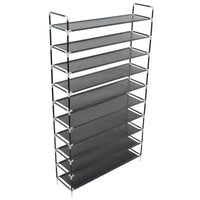 Shoe Rack with 10 Shelves Metal and Non-woven Fabric Black Kings Warehouse 