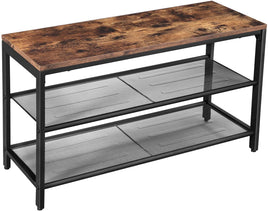 Shoe Rack with 2 Mesh Shelves, Rustic Brown and Black Storage Supplies Kings Warehouse 