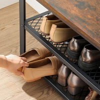 Shoe Rack with 2 Shelves 100 x 30 x 45 cm Rustic Brown and Black Storage Supplies Kings Warehouse 