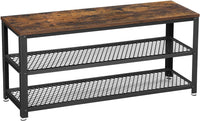 Shoe Rack with 2 Shelves 100 x 30 x 45 cm Rustic Brown and Black Storage Supplies Kings Warehouse 