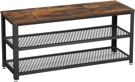 Shoe Rack with 2 Shelves 100 x 30 x 45 cm Rustic Brown and Black Storage Supplies Kings Warehouse 