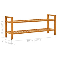 Shoe Rack with 2 Shelves 100x27x40 cm Solid Oak Wood Storage Supplies Kings Warehouse 