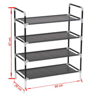 Shoe Rack with 4 Shelves Metal and Non-woven Fabric Black Kings Warehouse 