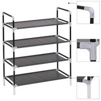 Shoe Rack with 4 Shelves Metal and Non-woven Fabric Black Kings Warehouse 