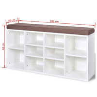 Shoe Storage Bench 10 Compartments White Kings Warehouse 