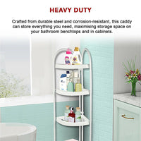 Shower Corner Shelf White Caddy Bathroom Shelves Organiser Bath Storage Rack 4 Kings Warehouse 