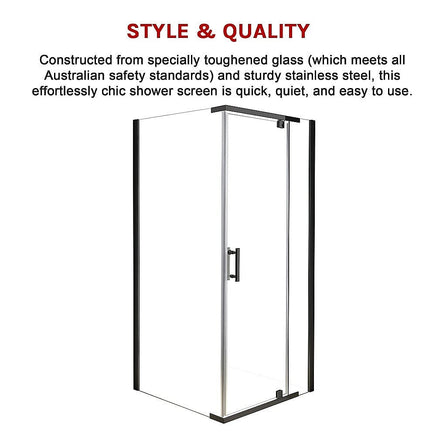 Shower Screen 1200x1000x1900mm Framed Safety Glass Pivot Door By Della Francesca Kings Warehouse 