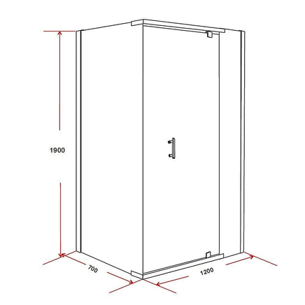 Shower Screen 1200x700x1900mm Framed Safety Glass Pivot Door By Della Francesca Kings Warehouse 