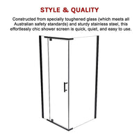 Shower Screen 1200x700x1900mm Framed Safety Glass Pivot Door By Della Francesca Kings Warehouse 