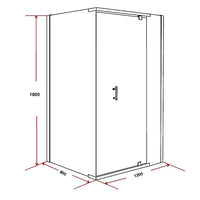 Shower Screen 1200x800x1900mm Framed Safety Glass Pivot Door By Della Francesca Kings Warehouse 