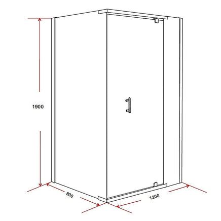 Shower Screen 1200x800x1900mm Framed Safety Glass Pivot Door By Della Francesca Kings Warehouse 
