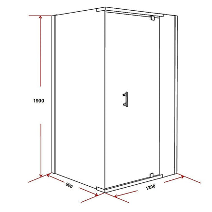 Shower Screen 1200x900x1900mm Framed Safety Glass Pivot Door By Della Francesca Kings Warehouse 