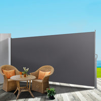 Side Awning Sun Shade Outdoor Blinds Retractable Screen 1.4X3M GR KingsWarehouse 