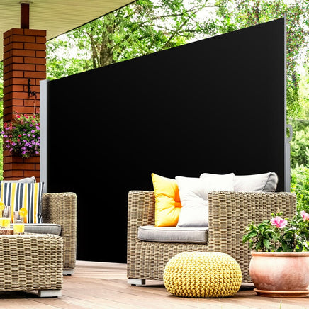 Side Awning Sun Shade Outdoor Retractable Privacy Screen 2X3M Black Kings Warehouse 