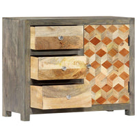 Side Cabinet Grey 75x30x60 cm Solid Mango Wood Kings Warehouse 
