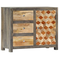 Side Cabinet Grey 75x30x60 cm Solid Mango Wood Kings Warehouse 