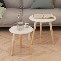 Side Table Set 2 Pieces Solid Pinewood White Kings Warehouse 