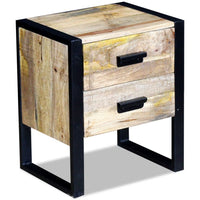 Side Table with 2 Drawers Solid Mango Wood 43x33x51 cm FALSE Kings Warehouse 