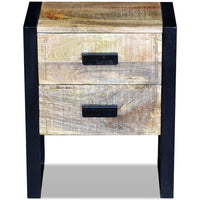 Side Table with 2 Drawers Solid Mango Wood 43x33x51 cm FALSE Kings Warehouse 