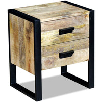 Side Table with 2 Drawers Solid Mango Wood 43x33x51 cm FALSE Kings Warehouse Default Title 