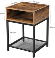 Side Table with Open Compartment and Mesh Shelf Rustic Brown and Black bedroom furniture Kings Warehouse 