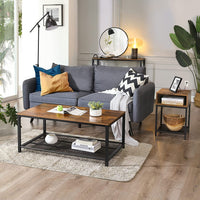 Side Table with Open Compartment and Mesh Shelf Rustic Brown and Black bedroom furniture Kings Warehouse 