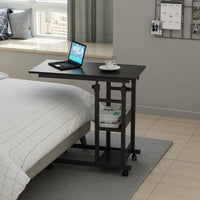 Side Table with Storage Shelves, Height Adjustable Sofa Couch Coffee End Table Bedside Table Laptop Desk with Wheels Kings Warehouse 