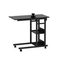 Side Table with Storage Shelves, Height Adjustable Sofa Couch Coffee End Table Bedside Table Laptop Desk with Wheels Kings Warehouse 