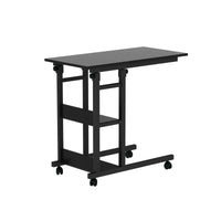 Side Table with Storage Shelves, Height Adjustable Sofa Couch Coffee End Table Bedside Table Laptop Desk with Wheels Kings Warehouse 