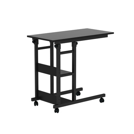 Side Table with Storage Shelves, Height Adjustable Sofa Couch Coffee End Table Bedside Table Laptop Desk with Wheels Kings Warehouse 