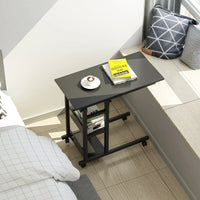 Side Table with Storage Shelves, Height Adjustable Sofa Couch Coffee End Table Bedside Table Laptop Desk with Wheels Kings Warehouse 