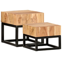 Side Tables 2 pcs Solid Acacia Wood living room Kings Warehouse 