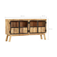 Sideboard Brown and Black 160x30x80 cm Solid Rough Mango Wood Kings Warehouse 