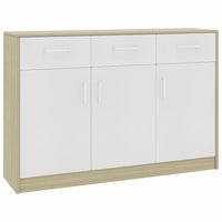 Sideboard White and Sonoma Oak 110x34x75 cm Living room Kings Warehouse 
