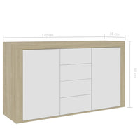 Sideboard White and Sonoma Oak 120x36x69 cm Living room Kings Warehouse 