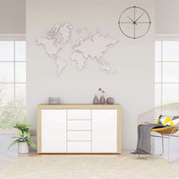 Sideboard White and Sonoma Oak 120x36x69 cm Living room Kings Warehouse 