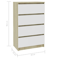 Sideboard White and Sonoma Oak 60x35x98,5 cm Kings Warehouse 