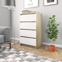 Sideboard White and Sonoma Oak 60x35x98,5 cm