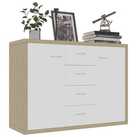 Sideboard White and Sonoma Oak 88x30x65 cm Living room Kings Warehouse 