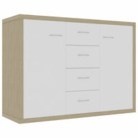 Sideboard White and Sonoma Oak 88x30x65 cm Living room Kings Warehouse 