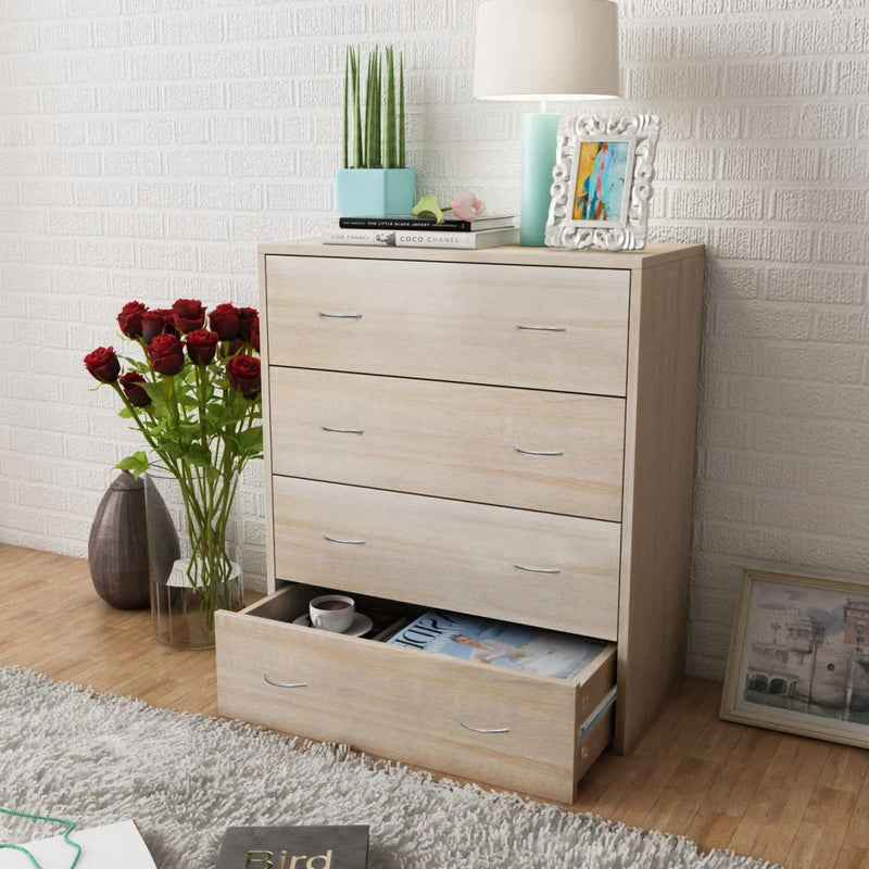 Sideboard with 4 Drawers 60x30.5x71 cm Oak Colour Kings Warehouse Australia