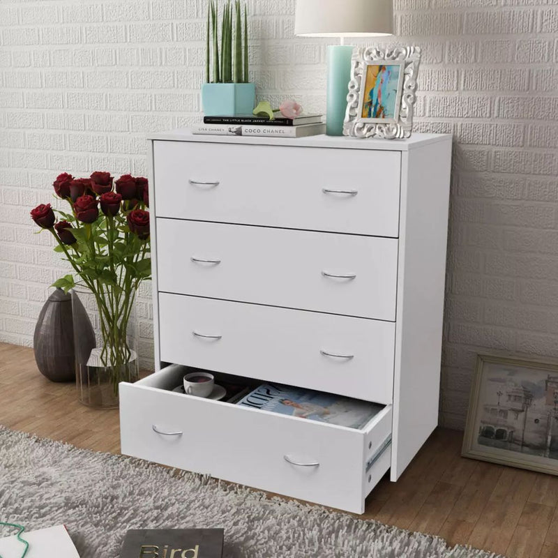 Sideboard with 4 Drawers 60x30.5x71 cm White Kings Warehouse Australia