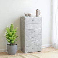 Sideboard with 6 Drawers Concrete Grey 50x34x96 cm
